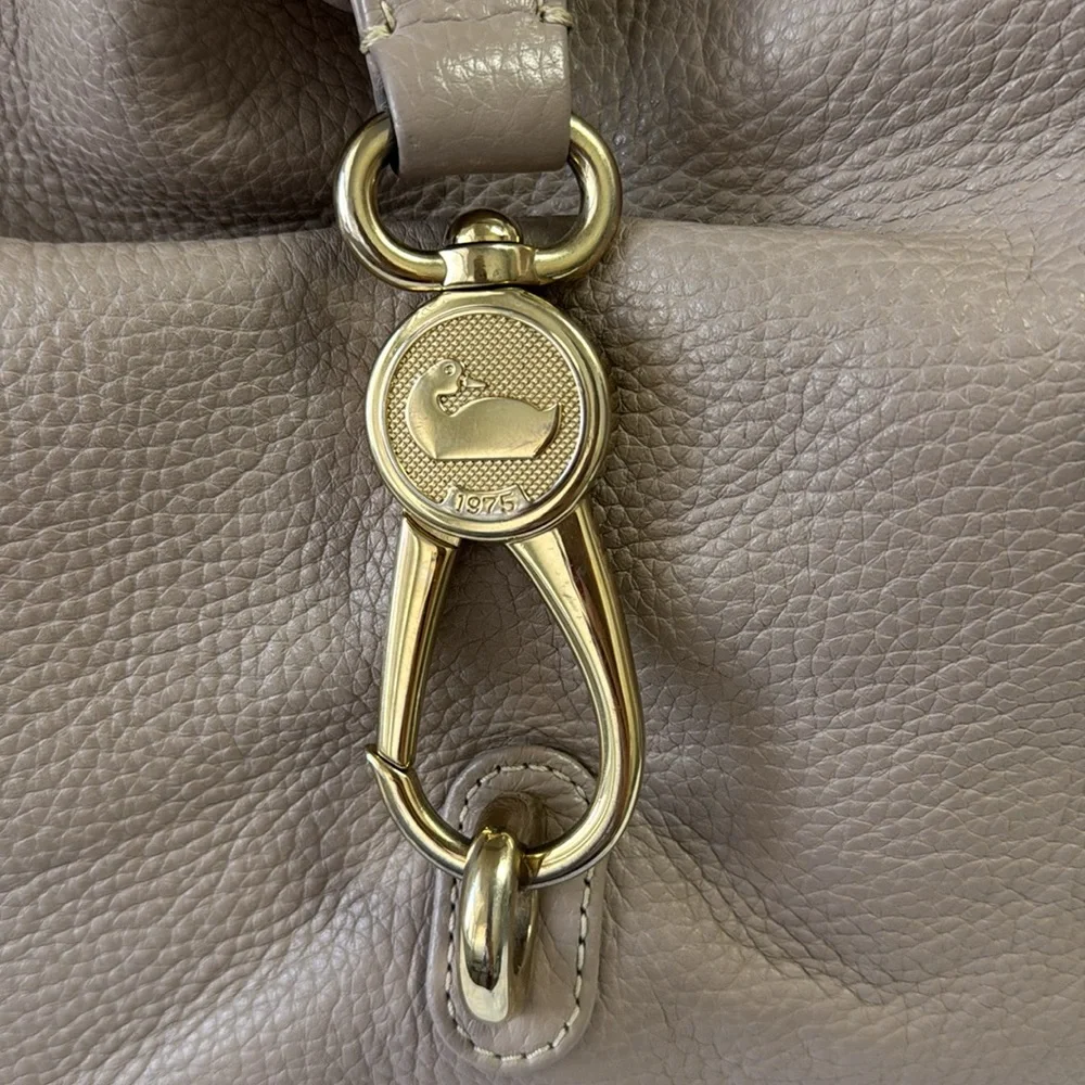 DOONEY & BOURKE Pebbled Leather Gray Logo Lock Sac Size 12”x12.5”x5” - Picture 4 of 12